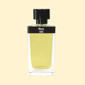 ERIS Parfums Mxxx. eau de parfum in a clear rectangular glass bottle with pale yellow-green fragrance, black label and black cap, photographed against a soft cream background.
