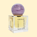 MISKEO Parfums Portrait de Madame et Son Chat Eau de Parfum-flesje met gemarmerde lavendelkleurige dop en lichtgouden geur.