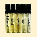 Eau de Boujee Discovery Set presented in 2 ml sample spray vials with black plastic caps